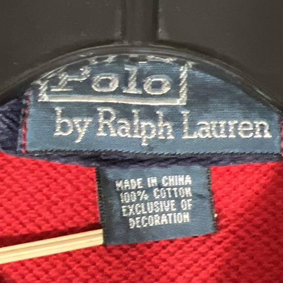 Polo Ralph Lauren VINTAGE SS Rugby Polo Men's M Red Blue Colorblock Yellow Pony - Picture 11 of 16